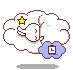 雲の上で寝るウサギのイラスト